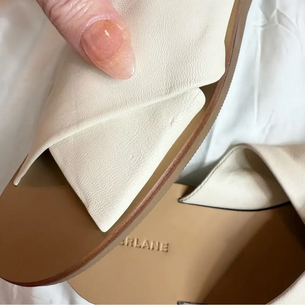 Everlane Day Crossover Sandals Size 5.5 Leather Cream Flat Slip On New w/o Box - Picture 7 of 9